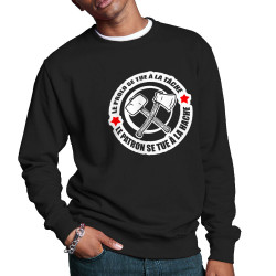 Sweat homme col rond noir Le prolo se tue à la tâche (Slogans engagés)