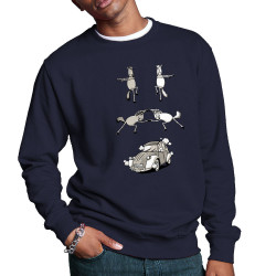Sweat homme col rond bleu marine 2cv Fusion (Mr Mouton,Animaux,Humour)