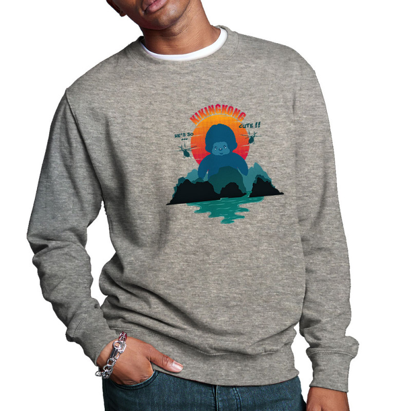 Sweat homme col rond gris chiné Kiking Kong (Ptit Mytho,Animaux,Films/Séries)