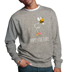 Sweat homme col rond gris chiné Happyculture (Andy,Animaux)