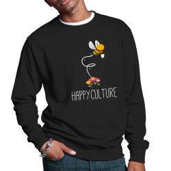 Sweat homme col rond noir Happyculture (Andy,Animaux)
