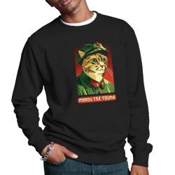 Sweat homme col rond noir Miaou Tse Toung (Animaux,Humour,Chats)