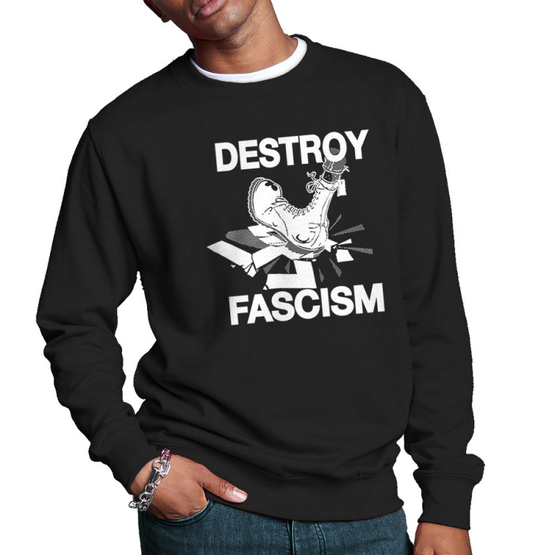 Sweat homme col rond noir Destroy Fascism (Slogans engagés)
