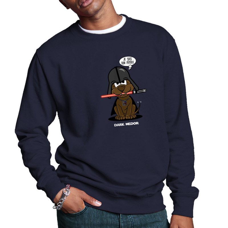 Sweat homme col rond bleu marine Dark Medor (Gondrax,Animaux,Humour,Films/Séries,Star Wars)