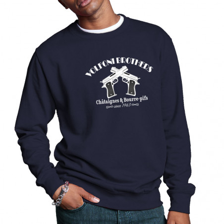 Sweat homme col rond bleu marine Volfoni Brothers (Andy,Films/Séries,Les Tontons Flingueurs)
