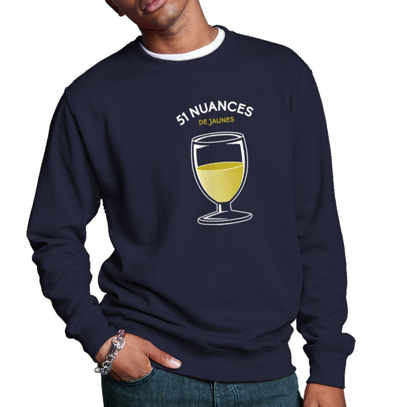 Sweat homme col rond bleu marine 51 nuances de jaunes (Le Duc,Alcool)