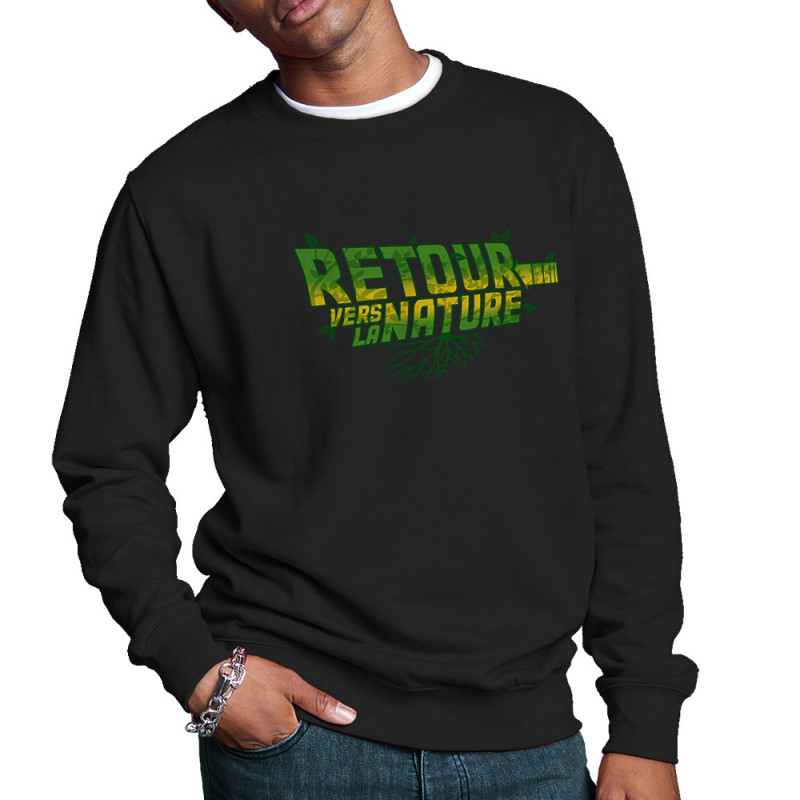 Sweat homme col rond noir Retour vers la nature (Gondrax,Ecologie,Films/Séries,Détournements)