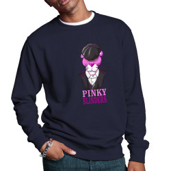 Sweat homme col rond bleu marine Pinky Blinders (Mr Mouton,Animaux,Films/Séries)