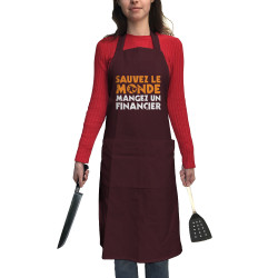 Tablier unisexe bordeaux Sauvez le monde (Ted Boundy,Slogans engagés,Humour)