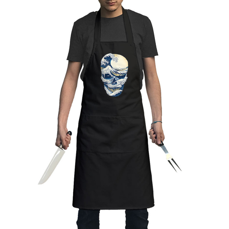 Tablier unisexe noir Hokusai Wave Skull (Têtes de morts,Amazon,Hokusaï,Musée)
