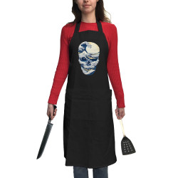 Tablier unisexe noir Hokusai Wave Skull (Têtes de morts,Amazon,Hokusaï,Musée)