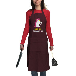 Tablier unisexe bordeaux Ca va chier des paillettes (Animaux,Humour,Amazon,Zewa)