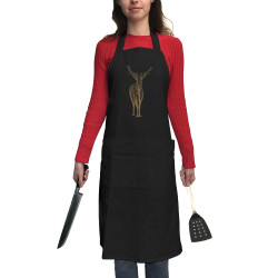Tablier unisexe noir Deer Trees (Caffein Art,Animaux)