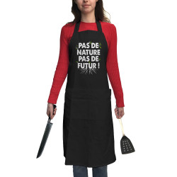 Tablier unisexe noir Pas de nature pas de futur (Gondrax,Slogans engagés,Ecologie)