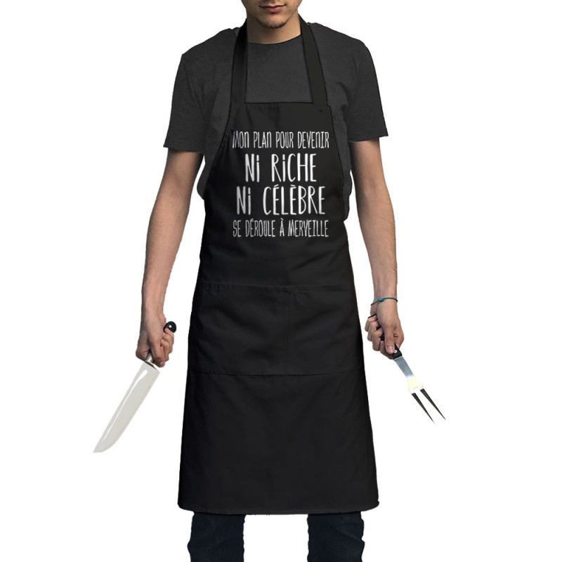 Tablier unisexe noir Mon plan pour devenir ni riche (Gondrax,Humour,Slogans Débiles)