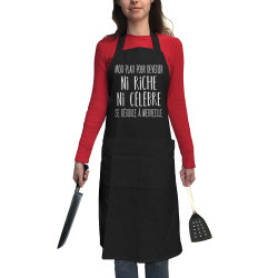 Tablier unisexe noir Mon plan pour devenir ni riche (Gondrax,Humour,Slogans Débiles)