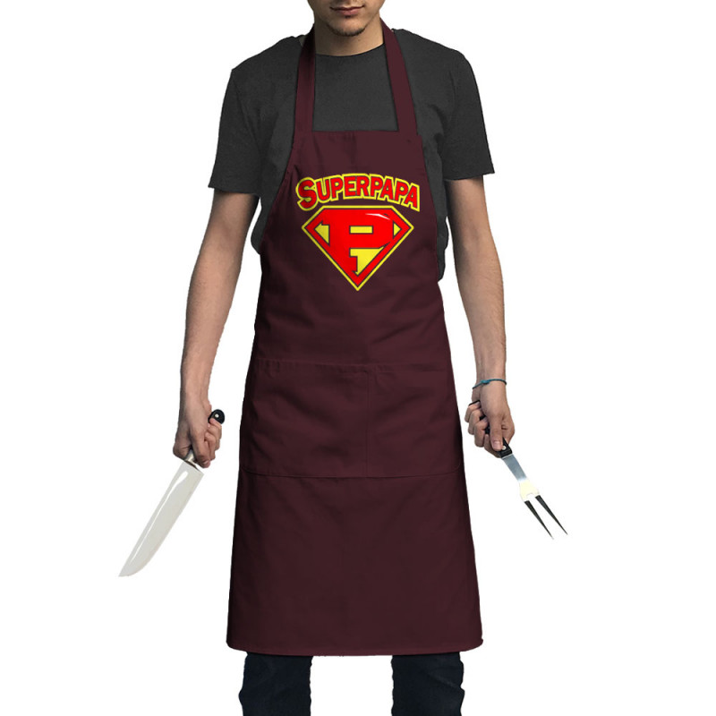 Tablier unisexe bordeaux Super Papa (Gondrax,Slogans Débiles,Humour,Fête des pères,Détournements,Papa Maman Papy Mamie)