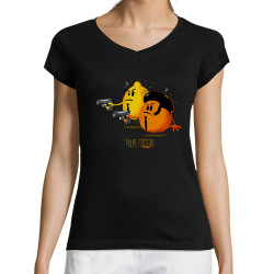 T-shirt femme col V noir Pulpe Fiction (Gondrax,Fruits & Légumes,Films/Séries)