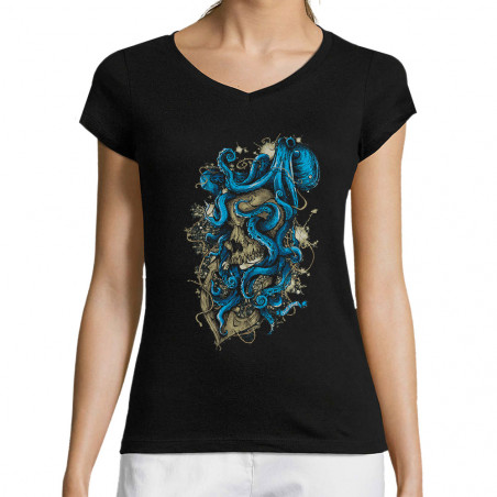 T-shirt femme col V "Santa...