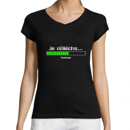T-shirt femme col V "Je...