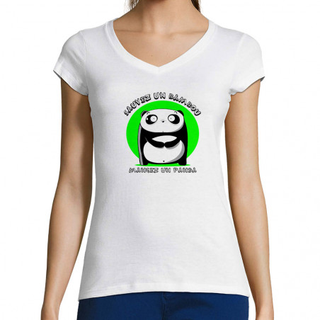 T-shirt femme col V "Sauvez...