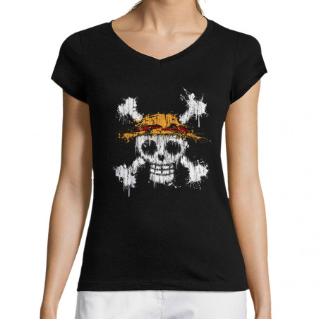 T-shirt femme col V "One...