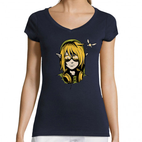 T-shirt femme col V...