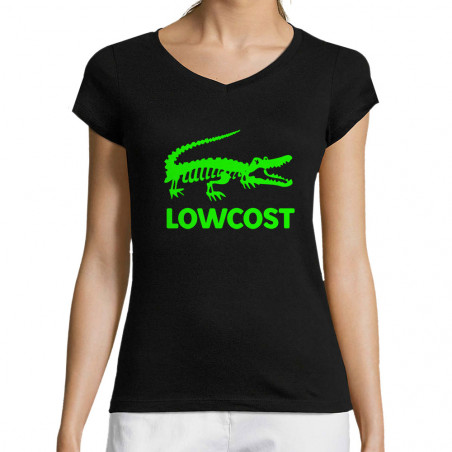 T-shirt femme col V "Lowcost"