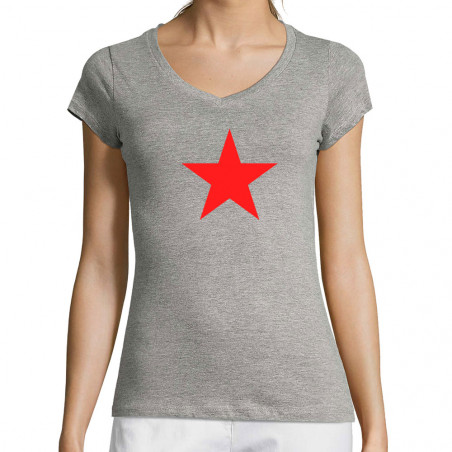 T-shirt femme col V "Etoile...