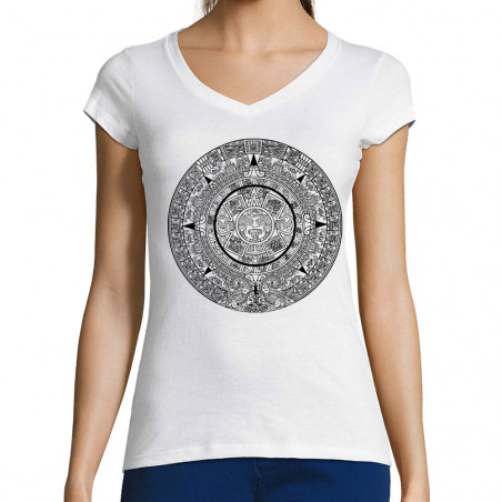 T-shirt femme col V...