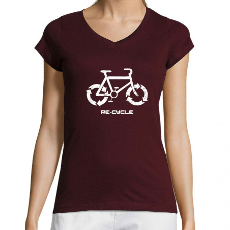 T-shirt femme col V "Re-Cycle"