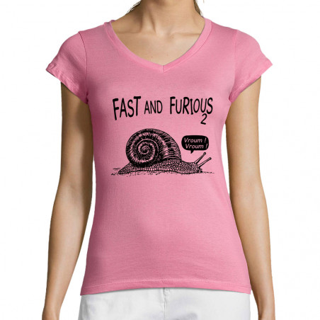 T-shirt femme col V "Fast...
