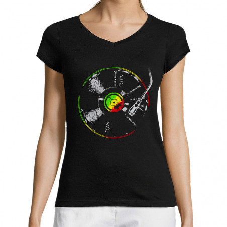 T-shirt femme col V "Reggae...