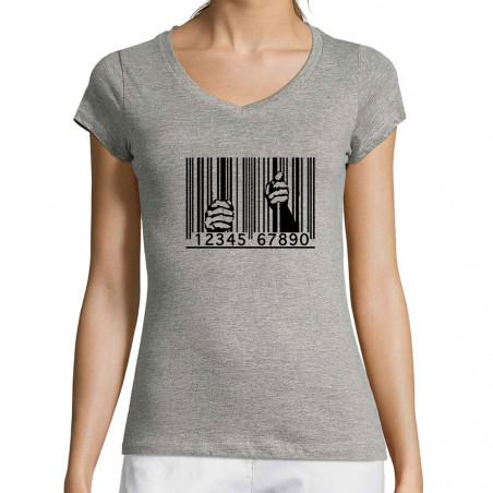 T-shirt femme col V "Code...