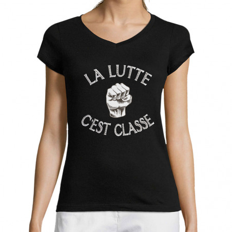 T-shirt femme col V "La...