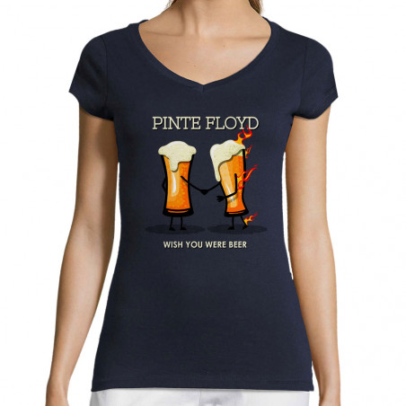 T-shirt femme col V "Pinte...