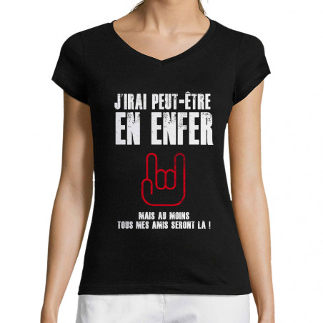 T-shirt femme col V "J'irai...