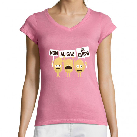 T-shirt femme col V "Non au...