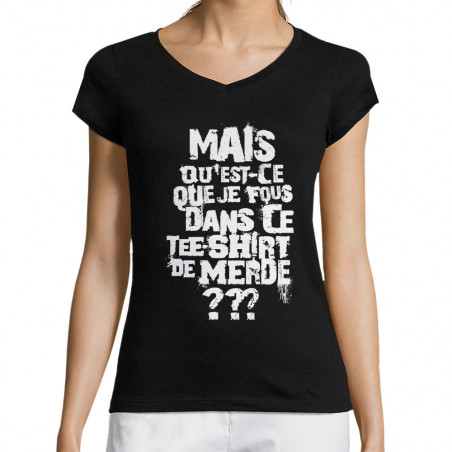 T-shirt femme col V "Mais...