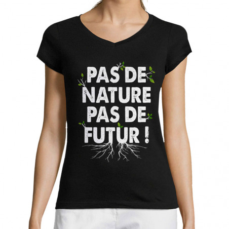 T-shirt femme col V "Pas de...