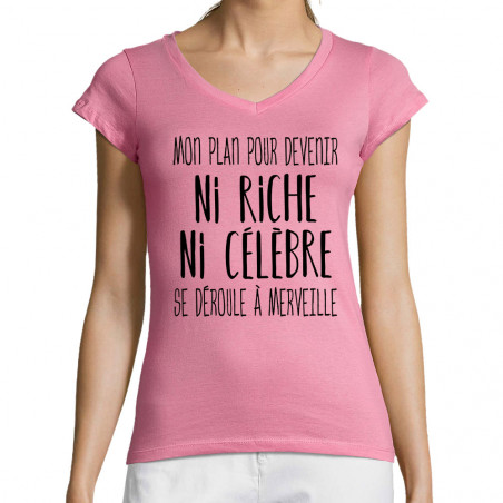 T-shirt femme col V "Mon...