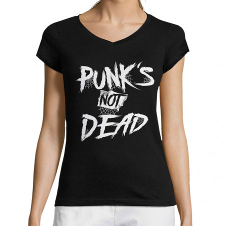 T-shirt femme col V "Punks...