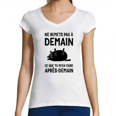 T-shirt femme col V "Ne...