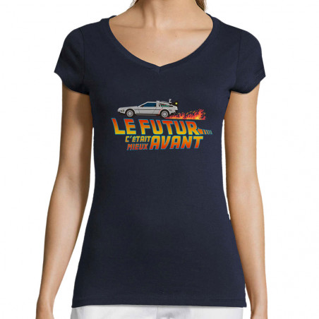T-shirt femme col V "Le...