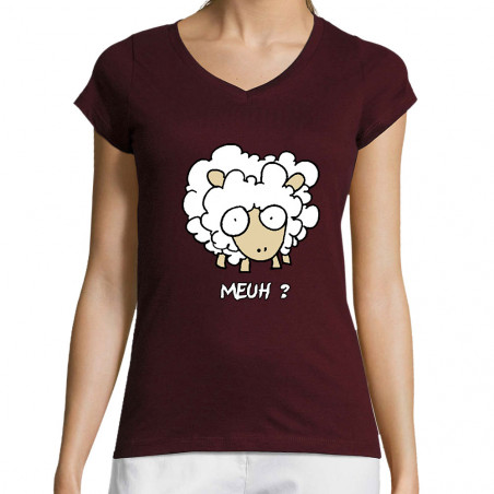 T-shirt femme col V "Meuh"