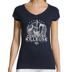 T-shirt femme col V bleu marine Céréales Killeuse 2 (Gondrax,Alcool,Humour)