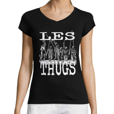 T-shirt femme col V "Les...
