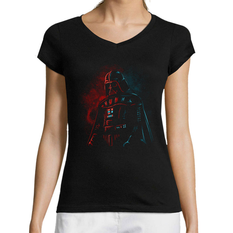 T-shirt femme col V noir Dark Vador (Le Duc,Films/Séries,Star Wars)