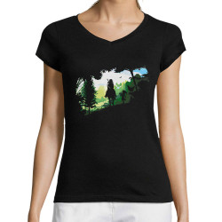 T-shirt femme col V noir Adventure Link (Zewa,Jeux Vidéo / Geek)