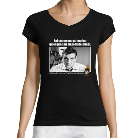 T-shirt femme col V noir Une polonaise (Films/Séries,Les Tontons Flingueurs)